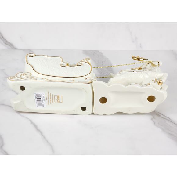 Mikasa Santa w/ Sleigh Reindeer 22k Trim Holiday Elegance 12" Porcelain 20s Vtg - Picture 12 of 16